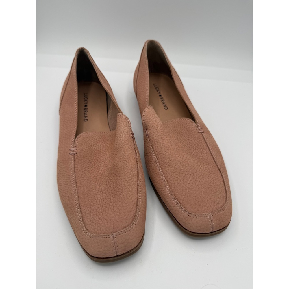 Lucky Brand Womens Leather Loafers Square Toe Slip On Flats Pink Nude Size 11 M